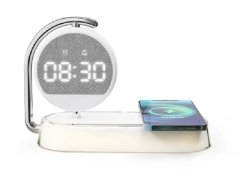 ساعت دیحیتالی زنگ‌دار K01T Clock Wireless Charging Night Light 15W Fast Charging Station Dock