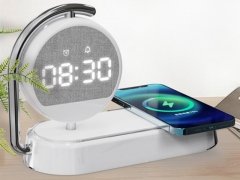 شارژر وایرلس K01T Clock Wireless Charging Night Light 15W Fast Charging Station Dock