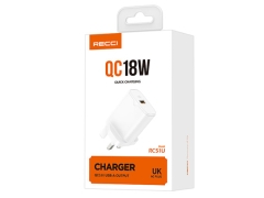 فروش شارژر دیواری فست یو اس بی 18 وات رسی RECCI RC51U 18W QC3.0 QUICK CHARGER