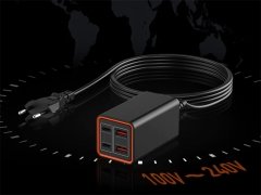 بهترین پاور هاب سوپر فست شارژ 4 پورت تایپ سی و یو اس بی 65 وات رسی Recci RC37 65W GaN Desktop Charger