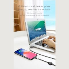 کابل شارژ سریع یو اس بی به لایتنینگ نمایشگردار 2 آمپر 1.2 متری بیسوس