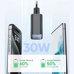 خرید آداپتور تایپ سی و یو اس بی فست شارژ 30 وات مک دودو