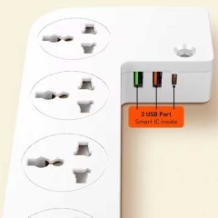 چند راهی برق نظم دهنده و شارژر 5 سوکت برق، 3 پورت یو اس بی، تایپ سی و شارژر وایرلس الدنیو
