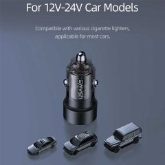 شارژر فندکی فست شارژ ماشین تایپ سی 60 وات طرح شفاف یوسامز