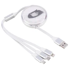 فروش کابل قرقره ای جمع شو سه سر لایتنینگ تایپ سی و میکرو یو اس بی پرووان