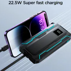 کیفیت شارژر همراه سوپر شارژ ضد آب طبیعت گردی کوهنوردی گردشگری بهمراه چراغ قوه جویروم
