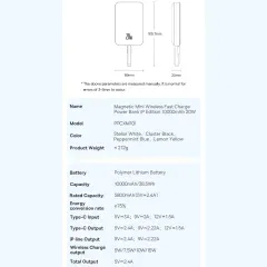 شارژر همراه بی سیم مگ سیف فست شارژ بیسوس با کابل متصل لایتنینگ