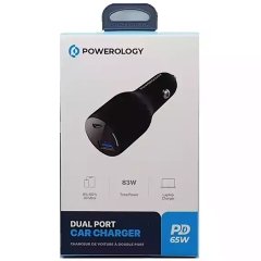 کیفیت شارژر فندکی فست شارژ ماشین تایپ سی و یو اس بی 65 وات پاورولوژی