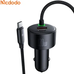 شارژر فست شارژ  چهار پورت تایپ سی، لایتنینگ و یو اس بی داخل خودرو مک دودو