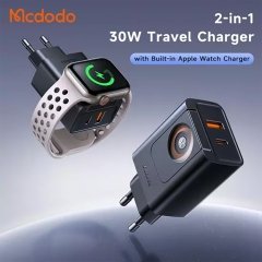 شارژر دیواری 2پورت 30وات+شارژر وایرلس اپل واچ مک دودو مدل MCDODO CH-3700