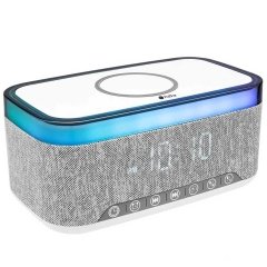 اسپیکر، شارژ بی‌سیم 15 وات، چراغ خواب و ساعت دیجیتال رومیزی PGM202
