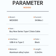 کابل شارژ سریع یو‌اس‌بی QC 4.0 به تایپ‌سی 3 آمپر 20 سانتی‌متری مک‌دودو