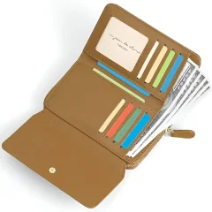 خرید کیف پول زنانه چرمی بزرگ زیپدار تائومیک‌میک
