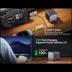 چندراهی برق 2500 وات سه سوکت، دو USB و دو Type-  فست 65 وات یوگرین