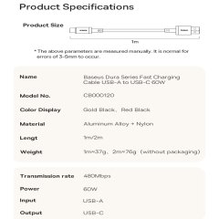 مشخصات کابل تایپ سی  بیسوس  CB000120