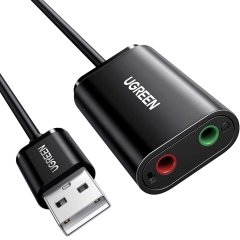 تبدیل صدای USB به جک 3.5 میلی‌متر 15 سانتی‌متری یوگرین