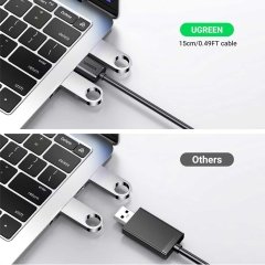 تبدیل صدای USB به جک 3.5 میلی‌متر 15 سانتی‌متری یوگرین