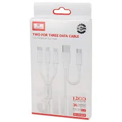 کابل فست شارژ چندسر تایپ‌سی و یو‌اس‌بی به تایپ‌سی، لایتنینگ و میکرو 3 آمپر 1.2 متری ارلدام