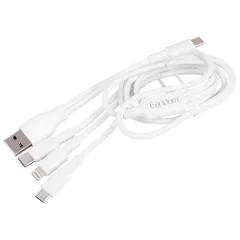 خرید کابل فست شارژ چندسر تایپ‌سی و یو‌اس‌بی به تایپ‌سی، لایتنینگ و میکرو 3 آمپر 1.2 متری ارلدام