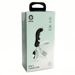 بسته بندی شیک ست قاشق و چنگال مسافرتی 4 در 1  گرین لاین  GN-4IN1CSETBK