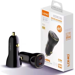 شارژر فندکی فست شارژ ماشین تایپ‌سی 60 وات الدنیو