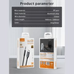 قیمت کابل تبدیل تایپ سی به جک 3.5 میلی متری آی یو ایکس 2 متری الدینیو