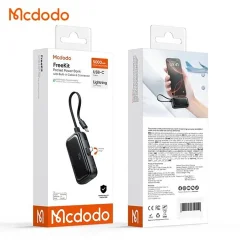 فروش پاوربانک 22.5 وات 5000 مک دودو با کانکتور لایتنینگ و کابل تایپ سی متصل