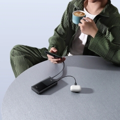 پاوربانک 10000 میلی‌آمپر USB و تایپ سی با کابل تایپ‌سی 20 وات بیسوس
