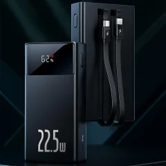 قیمت پاوربانک 20000 میلی‌آمپر یو اس بی و تایپ سی با کابل تایپ‌سی و لایتنینگ 22.5 وات بیسوس