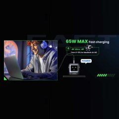 شارژر دیواری USB و تایپ‌سی 65 وات گرین