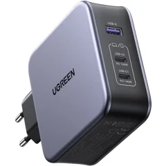بهترین شارژر دیواری فست شارژ تایپ‌‍سی و یو‌اس‌بی 140 وات یوگرین با کابل دوسر تایپ‌سی