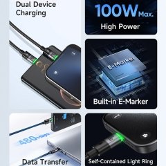 بهترین کابل شارژ سریع 100وات تایپ سی به لایتنینگ+تایپ سی مک دودو