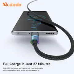 خرید کابل فست‌شارژ یو‌اس‌بی به تایپ‌سی 100 وات 6 آمپر 1.2 متری مک دودو