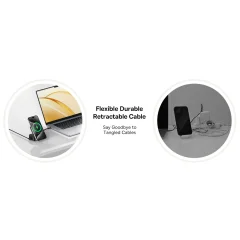 کیفیت شارژر بی‌سیم مگنتی تاشو رومیزی 15وات و پایه نگهدارنده موبایل بیسوس با کابل تایپ سی جمع شونده