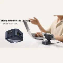 خرید شارژر بی‌سیم مگنتی تاشو رومیزی 15وات و پایه نگهدارنده موبایل بیسوس با کابل تایپ سی جمع شونده