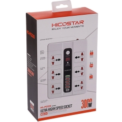 سیم سیار شش سوکت، یک TYPE-C و پنج یو‌اس‌بی 3000 وات هایکو استار با کیفیت
