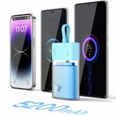 بهترین پاوربانک 5200 میلی‌آمپر تایپ سی با کابل لایتنینگ 20 وات بیسوس