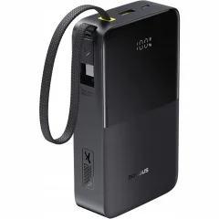 فروش پاوربانک فست شارژ تایپ سی و یو اس بی باسئوس با کابل تایپ‌سی متصل و نمایشگر دیجیتالی