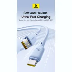 کابل سوپر فست شارژ یو‌اس‌بی به تایپ‌سی 100 وات یک متری بیسوس P10377703113-00