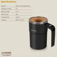ماگ همزن‌دار مغناطیسی خودکار شارژی 380 میلی‌لیتری لپرسو LPCFFM0018 آنباکسینگ برای تولید محتوا
