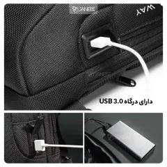 کیف کراس بادی مردانه بنج اصل BANGE BG-22085 رمز دار با پورت USB ایراد ظاهری