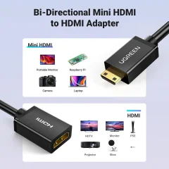 قیمت کابل تبدیل مینی HDMI نر به HDMI ماده یوگرین