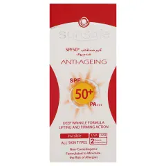 بهترین کرم ضد آفتاب و ضدچروک بی‌رنگ سان‌سیف SPF50 مناسب انواع پوست حجم 50 میلی‌لیتر
