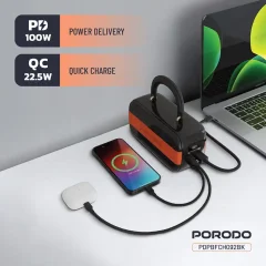 پاور بانک 60000 پورودو Porodo مدل PDPBFCH092BK توان 100 وات