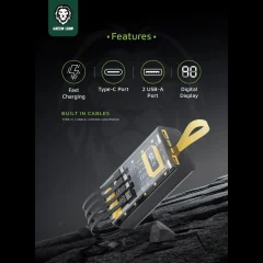 کیفیت پاور بانک 20000 گرین لاین Green Lion مدل GNTRAPB20KBK توان 20 وات