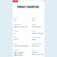 کابل شارژ USB-A به USB-C ایکس او XO مدل NB212 طول 1m