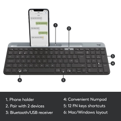 کیبورد بی سیم لاجیتک Logitech مدل K580 با چیدمان Chrome OS