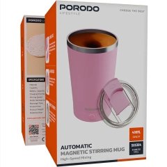 ماگ صورتی همزن دار شارژی پرودو Porodo مدل PDSSMHQ168BL ظرفیت 400 میلی لیتر