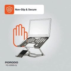 پایه لپ تاپ و موبایل پورودو Porodo مدل PDHSM09SL تاشو و قابل تنظیم / کیوسی شد. بدون ایراد است.