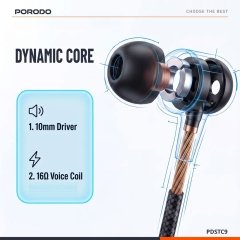 قیمت هندزفری سیمی تایپ سی پورودو Porodo مدل PDSTC9WH با میکروفون